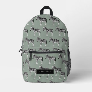 Mochila Impresa Zebra Exótico Patrón Animal Sage Green