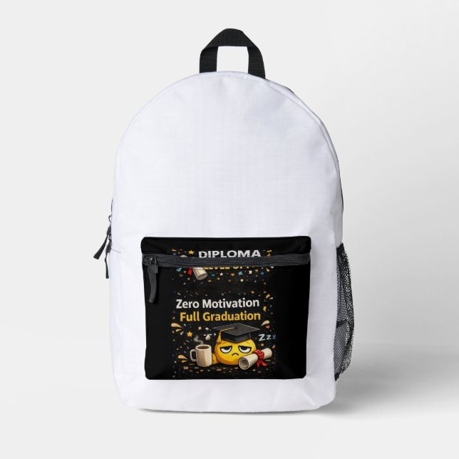 Mochila Impresa Zero Motivation Full Graduation Funny Shirt  (Anverso)