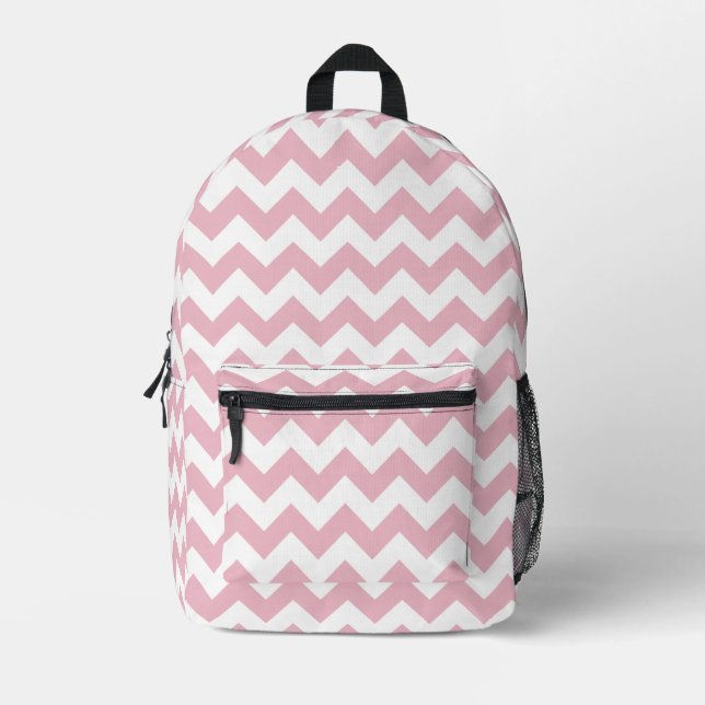 Mochila Impresa Zigzag rosa, Chevron rosado, patrón geométrico (Anverso)