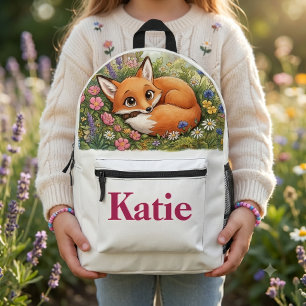 Mochila Impresa Zorro y Flores