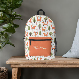 Mochila Impresa Zorros Lindos Nombre Personalizado