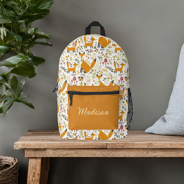 Mochila Impresa Zorros Lindos Nombre Personalizado