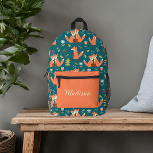 Mochila Impresa Zorros Lindos Nombre Personalizado