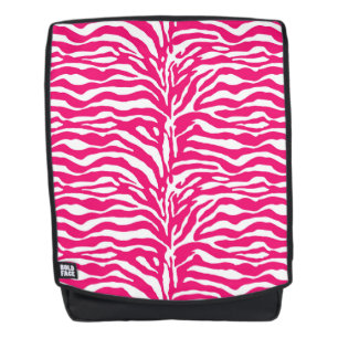 Mochila Impresión animal salvaje, cebra en rosa y blanco f