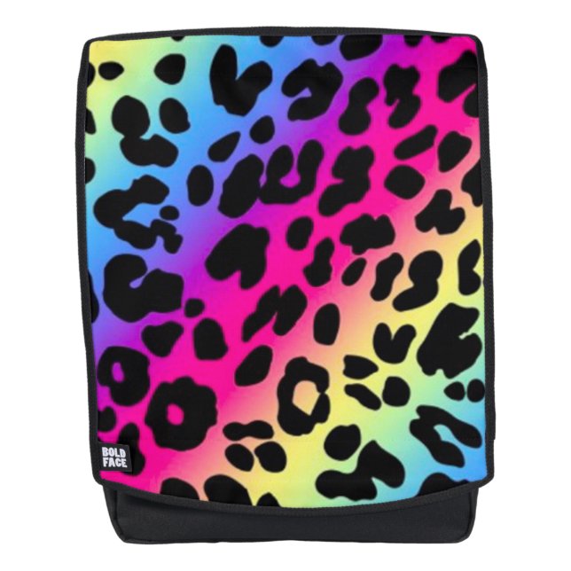 Mochila Impresión de leopardo arco iris (Anverso)