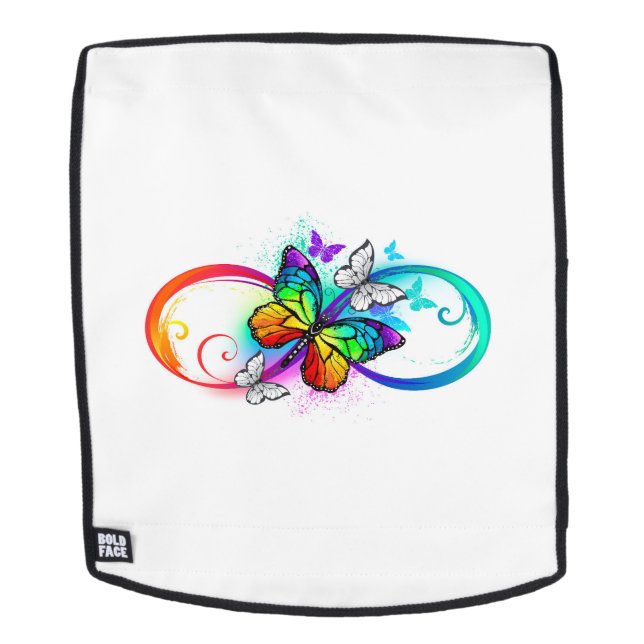 Mochila Infinidad brillante con la mariposa arcoiris (Cara extraíble)