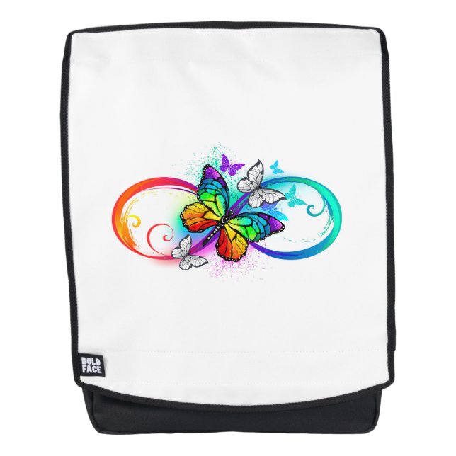 Mochila Infinidad brillante con la mariposa arcoiris (Anverso)