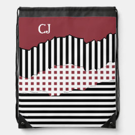 Mochila Iniciales Stripes Net Layered Black, White & Red D