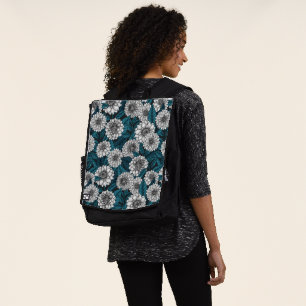 Mochila Jardines Dahlia blancos/ hojas azules 2