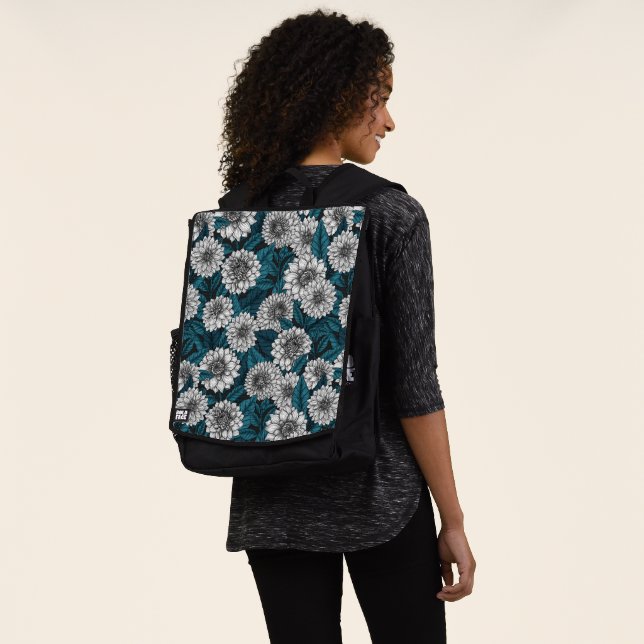 Mochila Jardines Dahlia blancos/ hojas azules 2 (Puesto)
