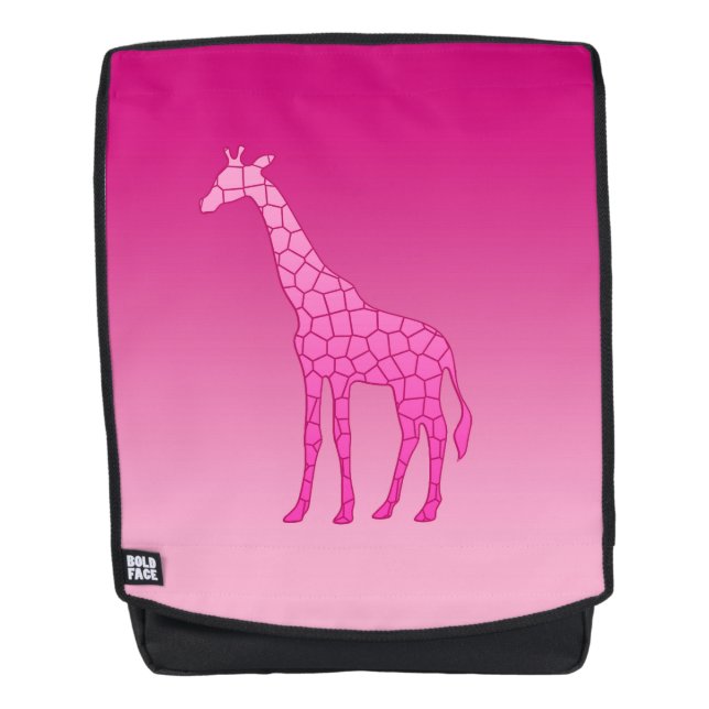 Mochila Jirafa Geométrica Moderna, Fucsia y Rosa Claro (Anverso)