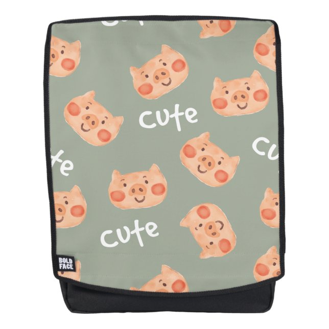 Mochila Kawaii Cute Feliz Pequeño Cerdo. (Anverso)
