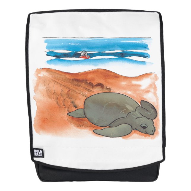Mochila La playa de la tortuga marina es divertida y color (Anverso)