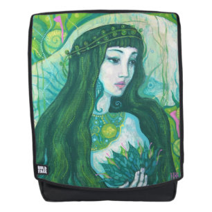 Mochila La sirena del cabello verde bajo el agua Fantasía