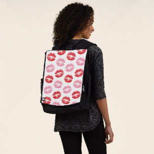 Mochila Labios Rojos y Rosados, Patrón de Labios, Lápiz La