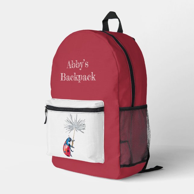 Mochila Lady Bug con nombre de personalizable (Esquina derecha trasera )