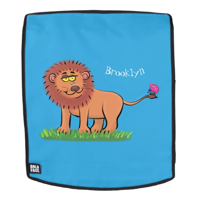 Mochila León feliz con ilustracion personalizado de maripo (Cara extraíble)