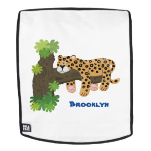 Mochila Leopardo lindo durmiendo en un ilustracion de pers