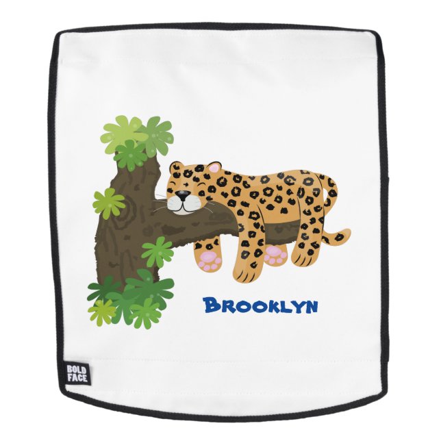 Mochila Leopardo lindo durmiendo en un ilustracion de pers (Cara extraíble)