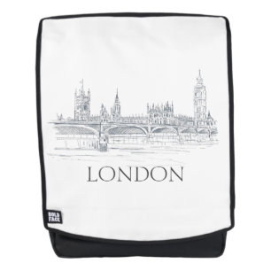 Mochila London Bridge Big Ben Pen y Esbozo de tinta