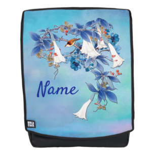 Mochila Luna de Agua Ilustrada en Acuarela Blanca