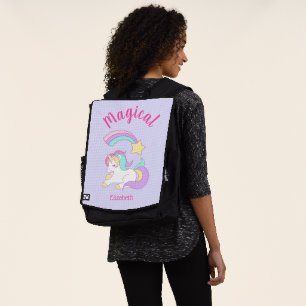 Mochila Magnífico unicornio con estrella de tiro arco iris