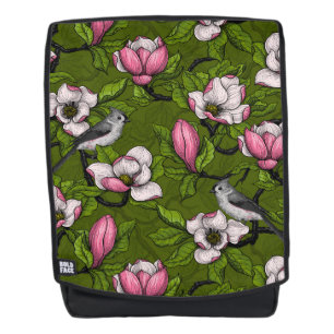 Mochila Magnolia y pájaro del titmouse 2