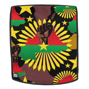 Mochila Mapa de Burkina, bandera y puño de la revolución