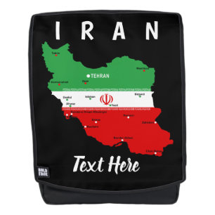 Mochila Mapa de Irán con bandera y emblema