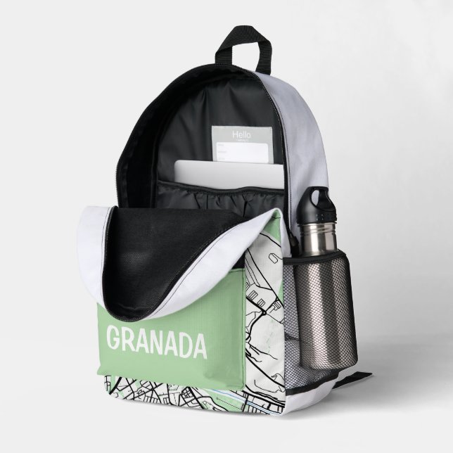 Mochila mapa minimalista Granada (Esquina trasera derecha (abierta))