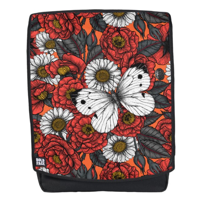Mochila Mariposa blanca y rosas (Anverso)