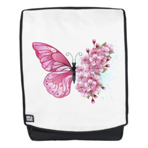 Mochila Mariposa de flores con Sakura rosa