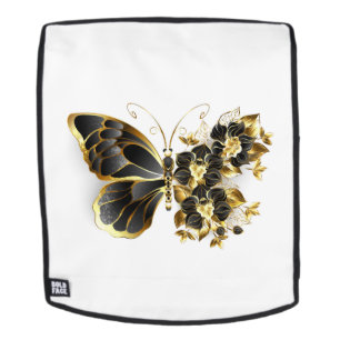 Mochila Mariposa de flores de oro con orquídea negra
