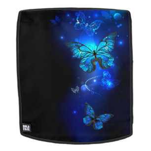 Mochila Mariposa Morpho en fondo oscuro