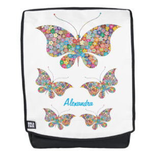 Mochila Mariposas Artísticas Hechas de Flores Personalizab