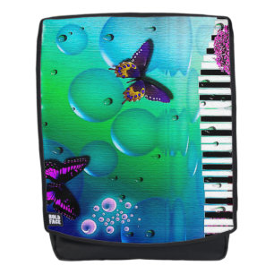 Mochila Mariposas, Burbujas y Teclas de Piano