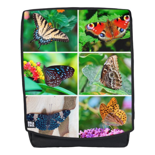 Mochila Mariposas Collage Peacock Blue Tiger Buckeye (Anverso)