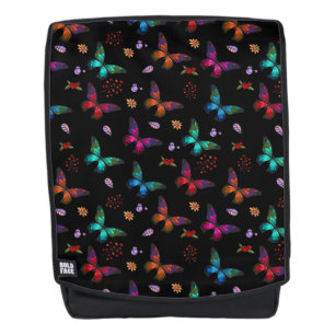 Mochila Mariposas Coloridas Elegantes sobre Negro