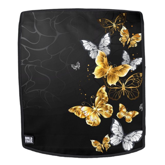 Mochila Mariposas doradas y blancas (Cara extraíble)