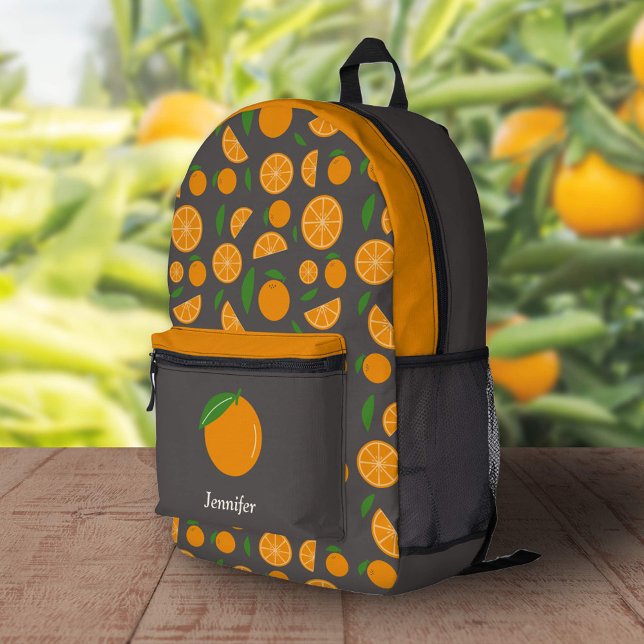 Mochila marrón de patrón naranja (Orange Pattern Backpack)