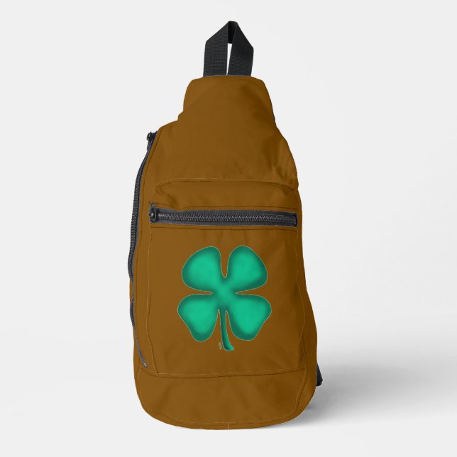 Mochila marrón Lucky 4 Leaf Irish Clover (Anverso)