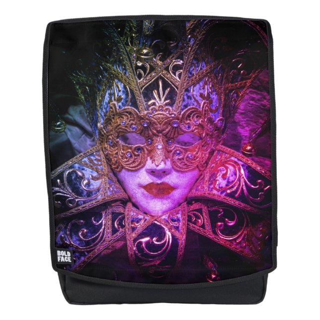 Mochila Máscara de mascarada elegante negro gótico victori (Anverso)