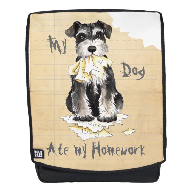 Mochila Mi Schnauzer en miniatura comió mi hogar (Anverso)