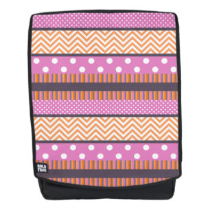 Mochila Modelo anaranjado y rosado de Chevron de los