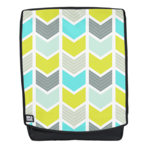 Mochila Modelo geométrico gris amarillo azul de Chevron de