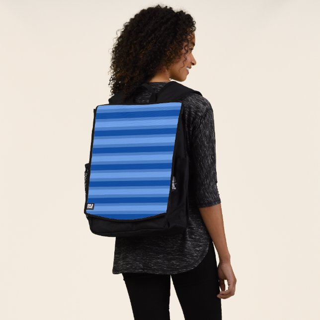 Mochila Moderna Marina simple azul nombre de dos franjas d (Puesto)