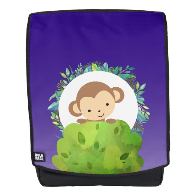 Mochila Mono Safari lindo con hojas tropicales (Anverso)