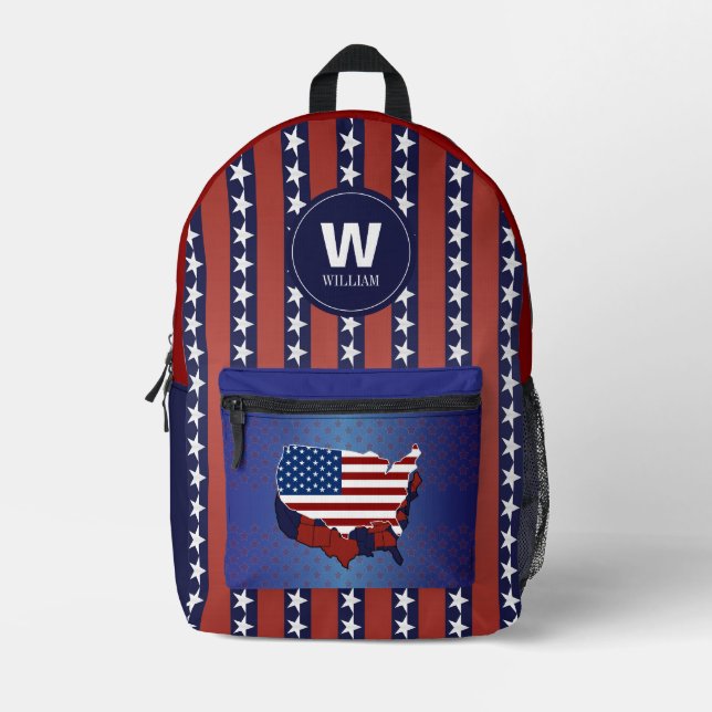 Mochila Monograma de Bandera Americana personaliza (Anverso)