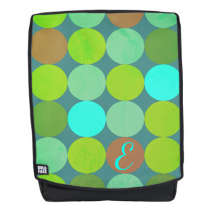 Mochila Monograma de círculos de verde lima, turquesa y óx