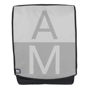 Mochila Monograma de iniciales modernas gris claro y gris